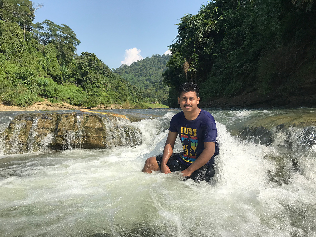 Saabbir Hossain on Remarki Fall, Thanchi, Bandarban